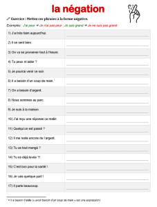Aperçu de la fiche de français : Transformer des phrases affirmatives en phrases négatives — visuel 2 sur 2