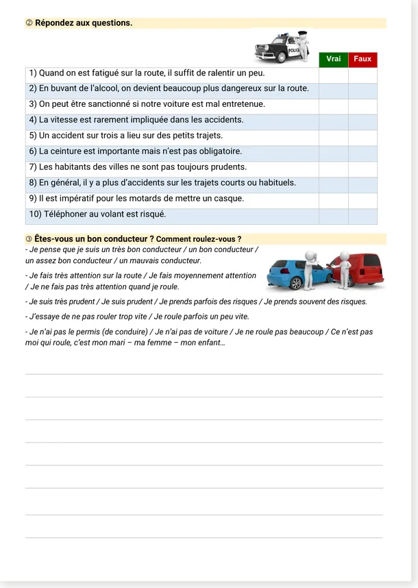 Questions sur la sécurité routière