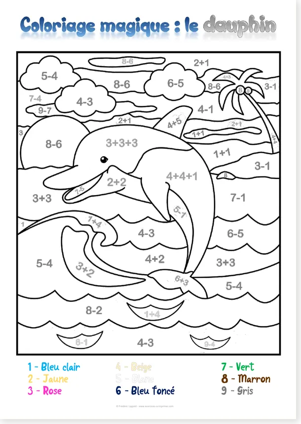 Coloriage magique dauphin CE1