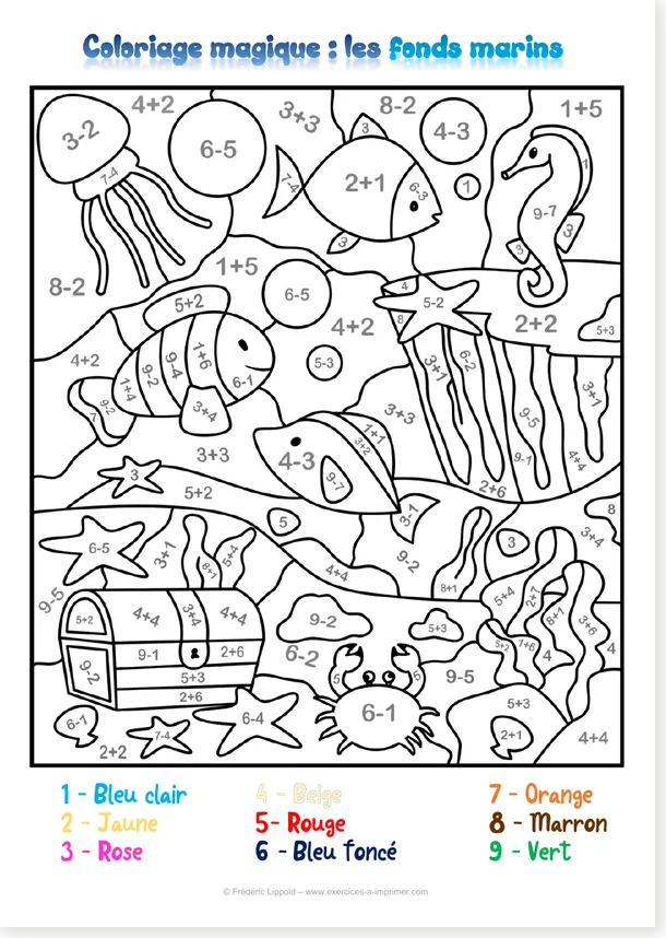 Coloriage magique fonds marins CE1