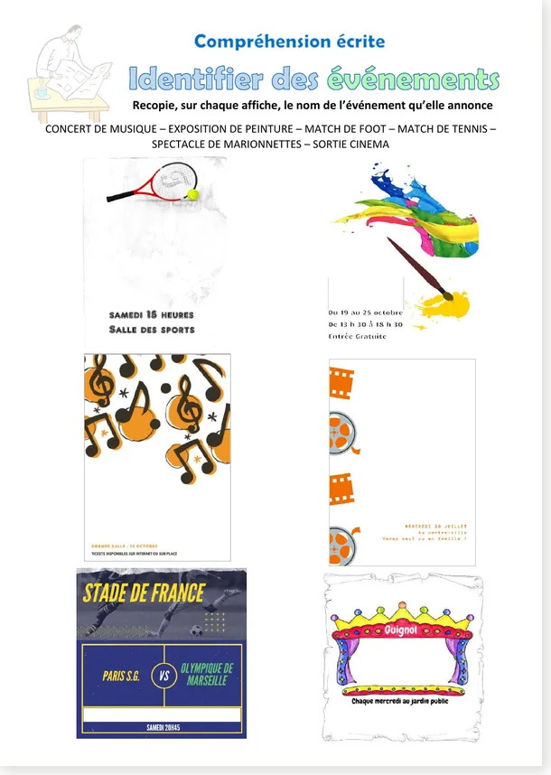 Identifier des événements sur des affiches CE1
