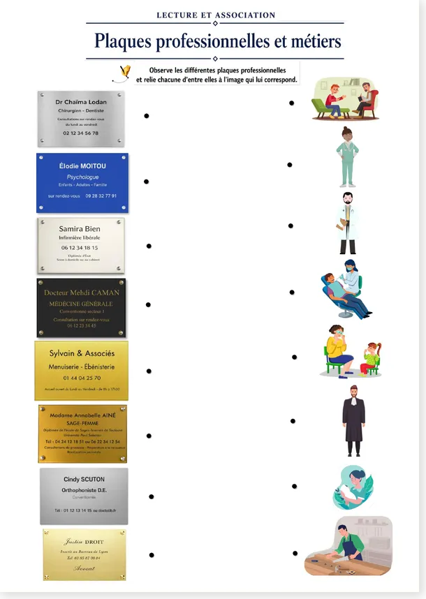 Lecture et association métiers CE1