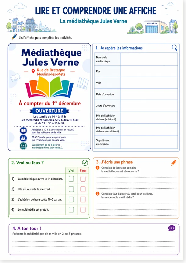 Lire et comprendre une affiche CE1