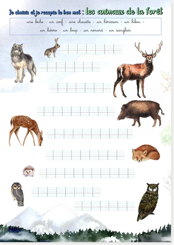 Animaux de la forêt CE1