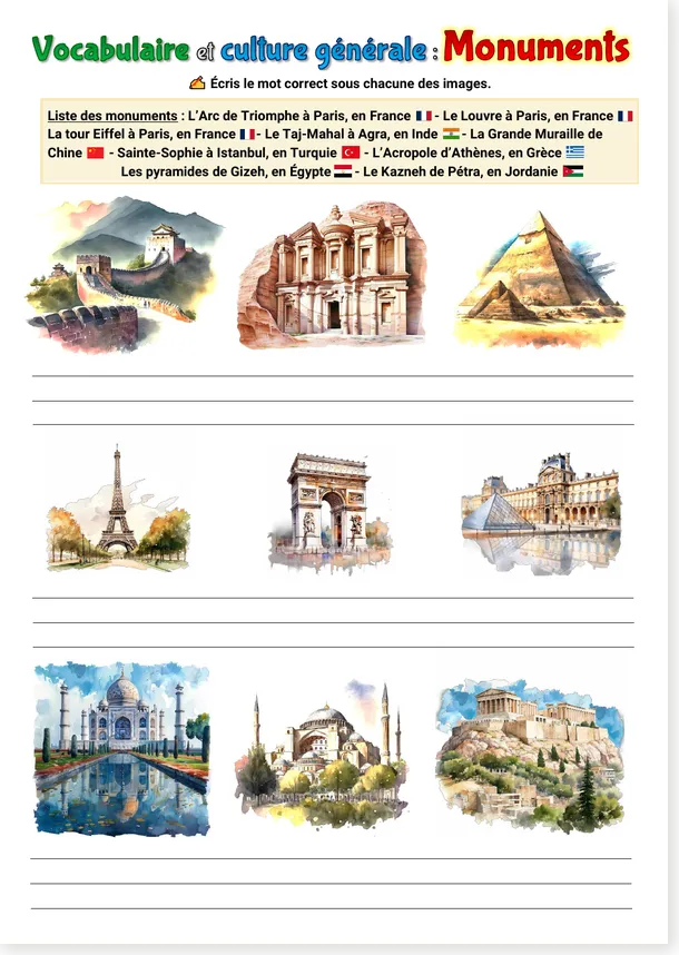 Monuments CE1