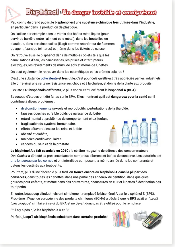 Bisphénol danger invisible et omniprésent page 1