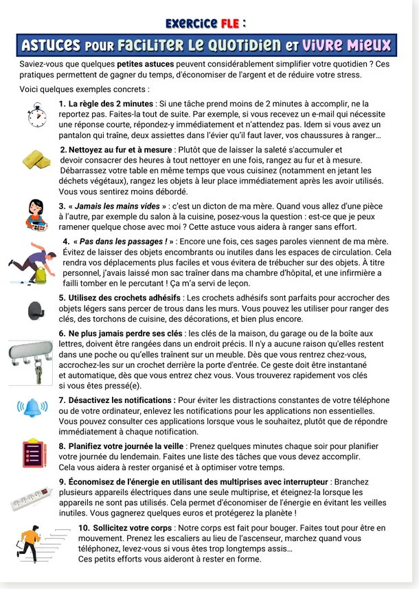 Astuces pour faciliter le quotidien et vivre mieux