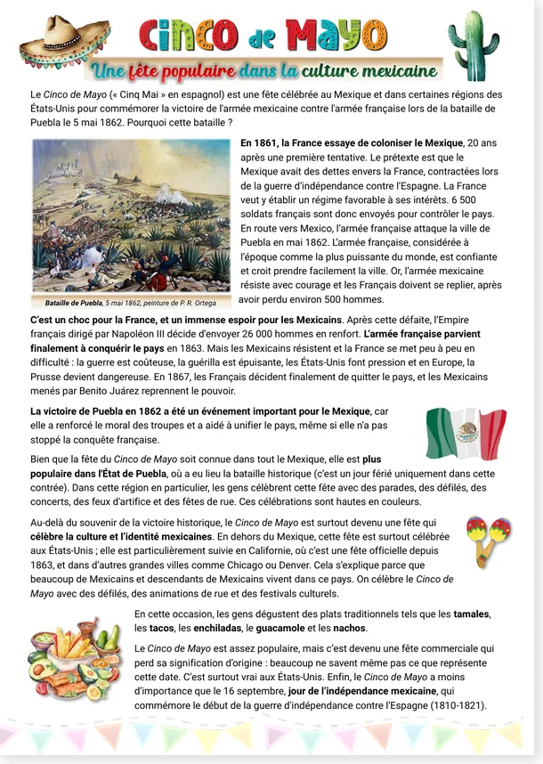 Cinco de Mayo fête populaire dans la culture mexicaine