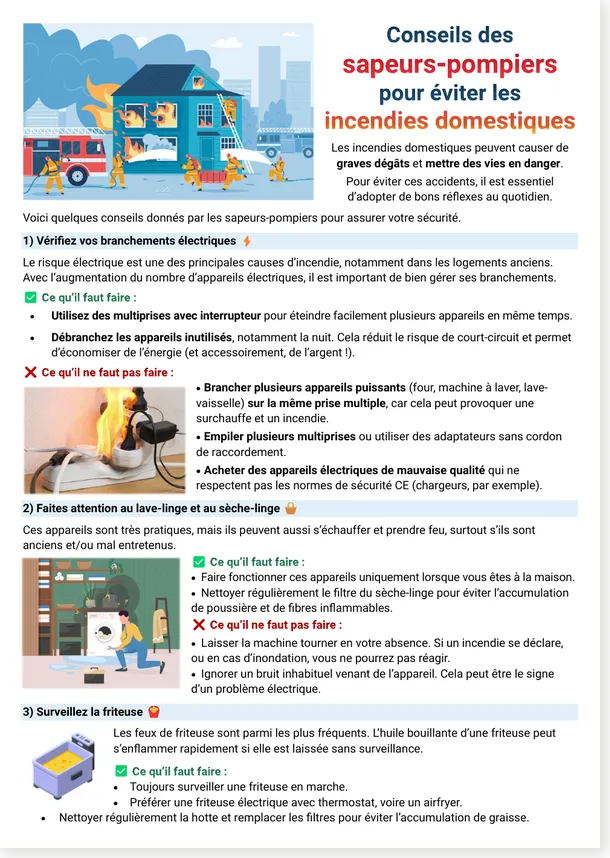 Conseils des sapeurs-pompiers pour éviter les incendies domestiques page 1