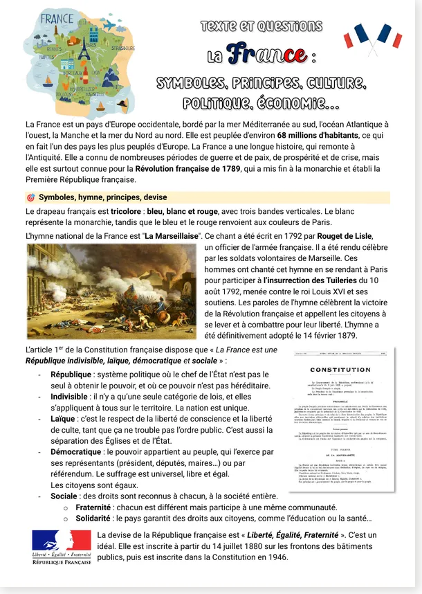 La France symboles principes culture politique économie page 1