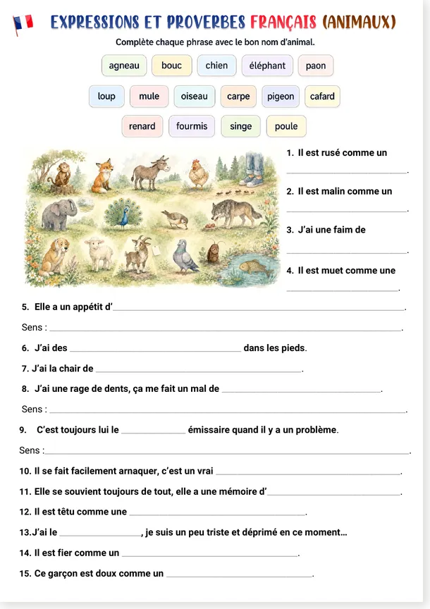 Aperçu de l'extrait gratuit sur les expressions et proverbes animaux