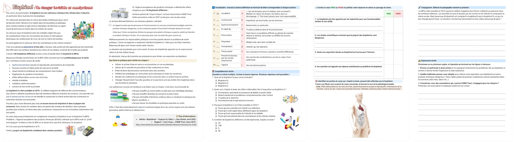 Aperçu des 5 pages de l'exercice sur le bisphénol