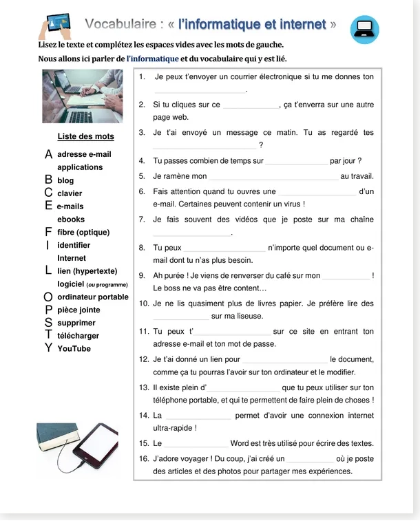 Aperçu de l'ancienne version gratuite de l'exercice informatique et internet