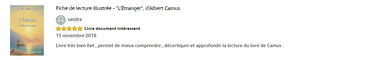 Témoignage de Sandra sur la fiche de lecture de L'Étranger