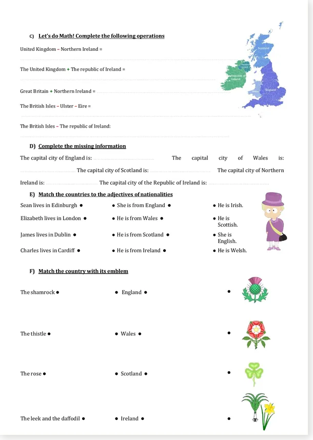 Page 2 de l'exercice The British Isles