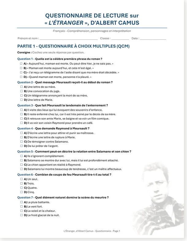Version longue du questionnaire, page 1