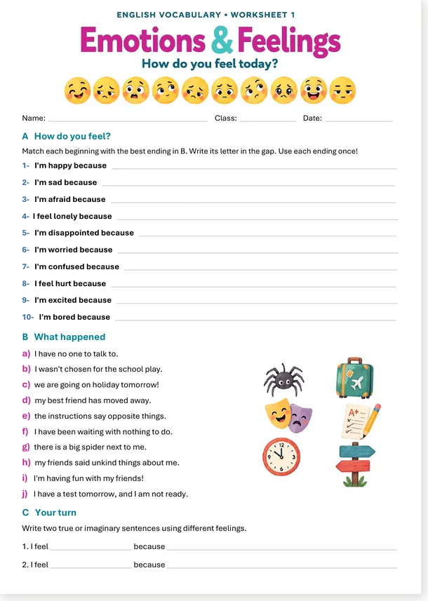 Émotions et sentiments en anglais, partie 1 : happy, sad, afraid