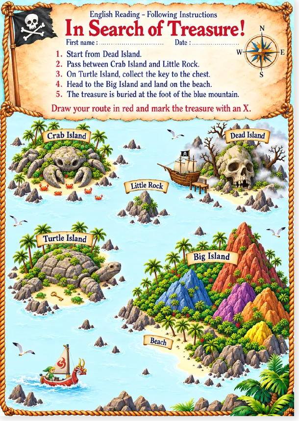 Aperçu de l'exercice Treasure Hunt en version couleur