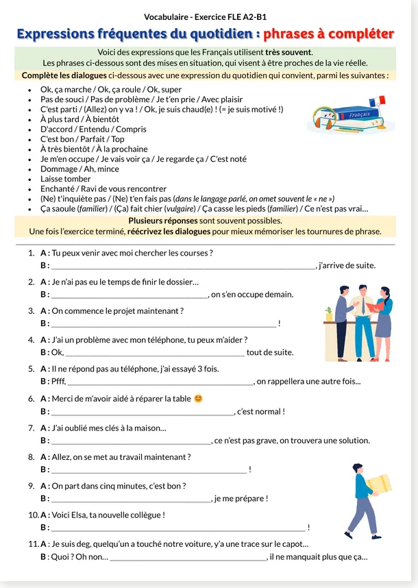 11 échanges à compléter