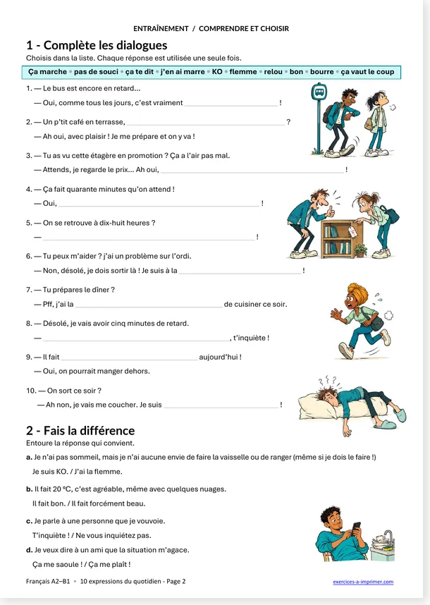 10 expressions : deuxième page de la fiche